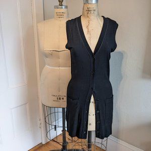 Anne Fontaine Button Sleeveless Knit Cardigan Vest Dress 38
